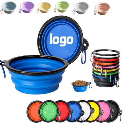 Collapsible Dog Bowl with Carabiner for Outdoor Use