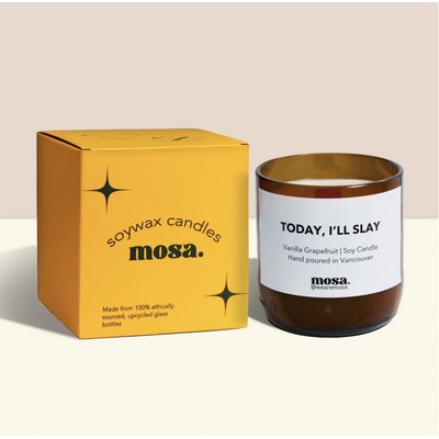 Vanilla Grapefruit Scented Soy Candle – 8oz Recycled Glass Promotional Candle